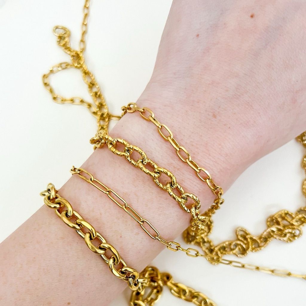 [DIY CHAIN] Stainless steel gold chain DIY bracelet necklace no ending/ Oval Cable/ Square cable/ Link/ Jagged chain