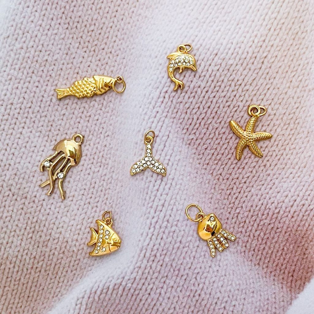 Stainless steel sea pendant 1 pc/ beach sea creature shells crab starfish  gold turtle lobster dolphin for necklaces