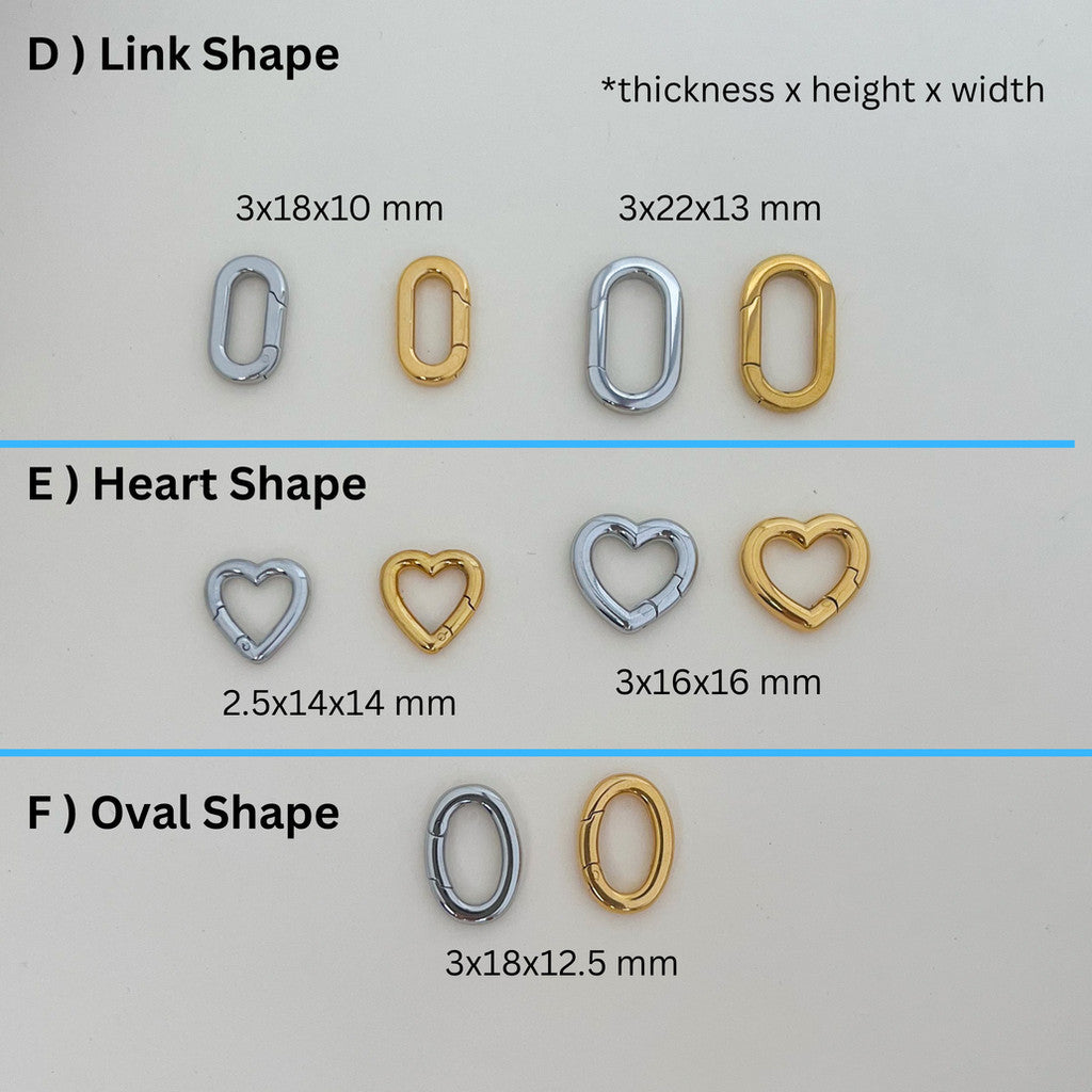 Snapbail with hook/ Round stacker clasp/ Rectangle clasp ending - stainless steel