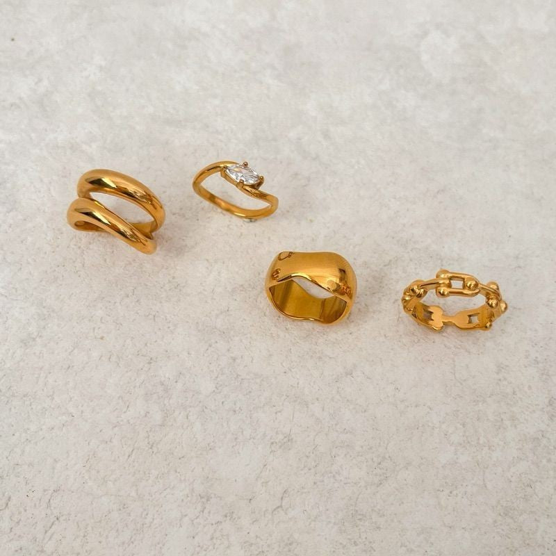Stainless steel ring 1 pc/ double line wave ring tiff. hardware link ring