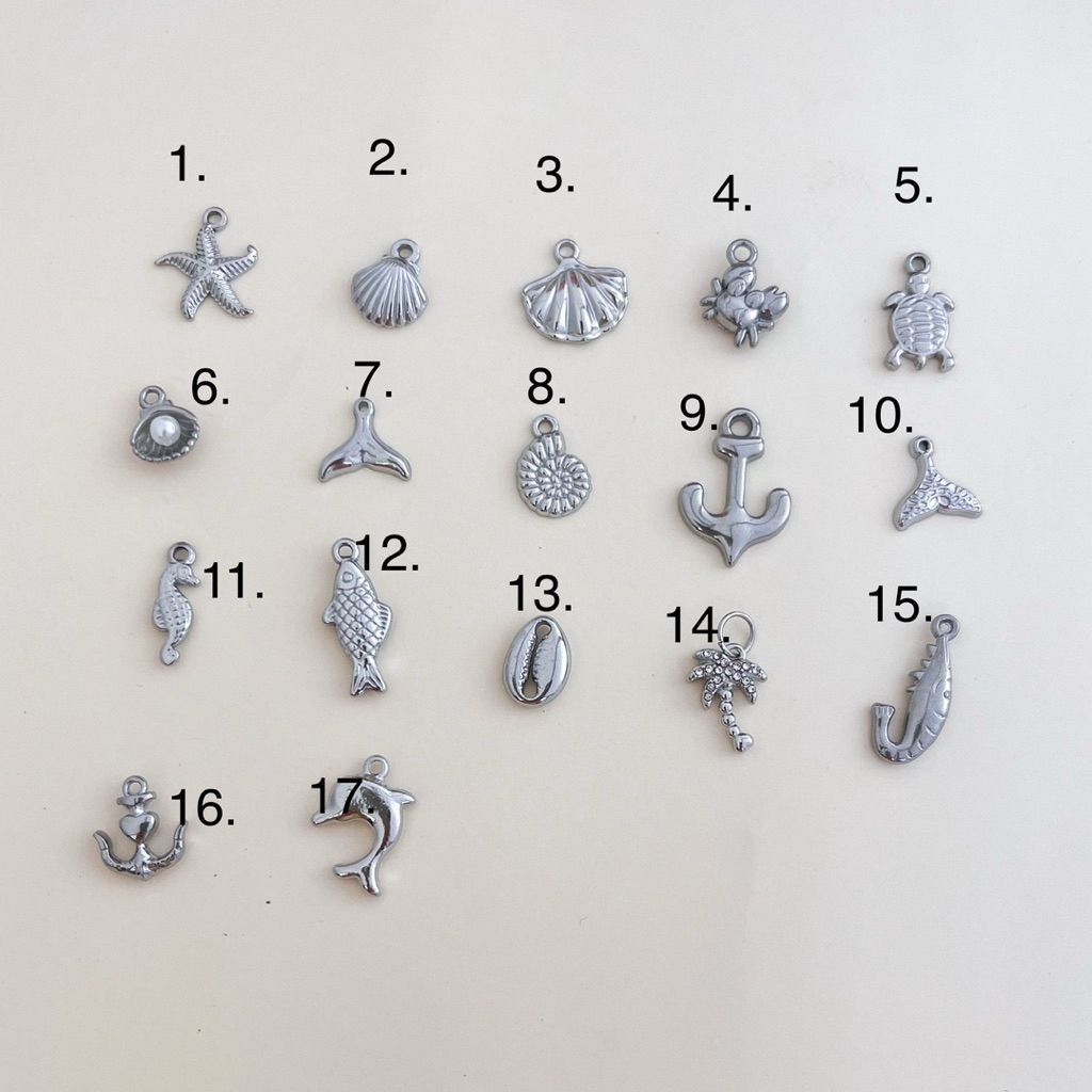 Stainless steel sea creatures pendant 1 pc/ diy jewellery charm/ shell turtle fish tail coconut starfish crab seahorse