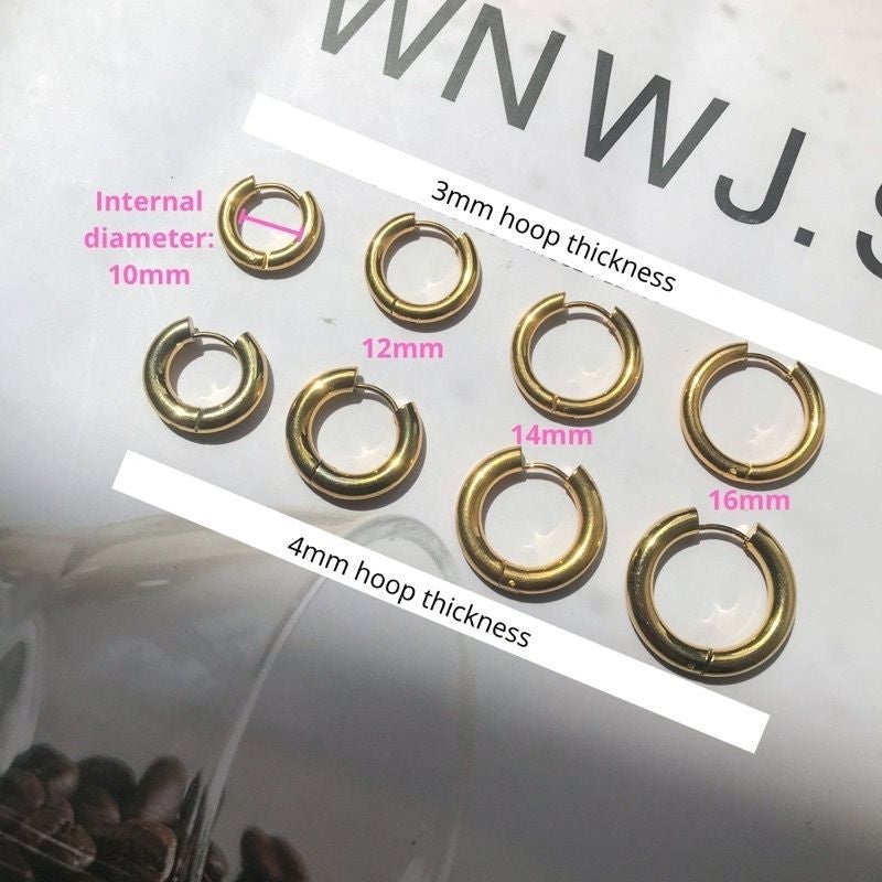 Stainless steel 3mm/ 4mm huggies 1pc/ stainless steel earrings for diy jewellery earring accessories