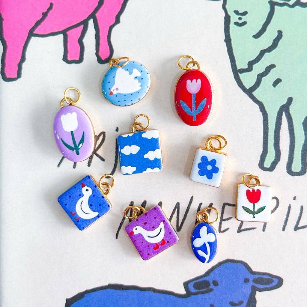 Stainless steel charm love/heart/sky/ribbon/duck/bird/flower/envelope/tomato/egg/cartoon whimsy thick pendant