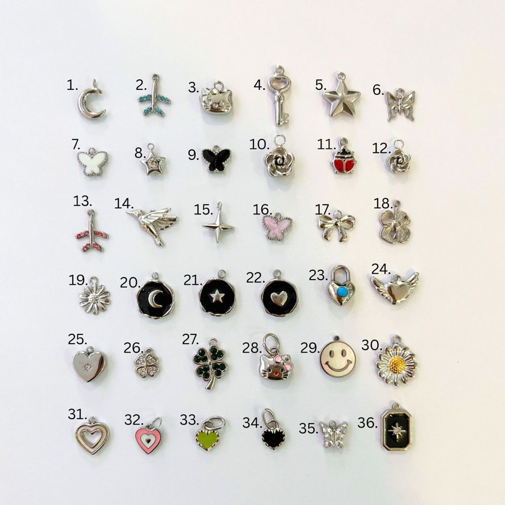 Stainless steel charms moon/plane/key/star/butterfly/flower/rose/hummingbird/clover/heart/love pendants diy jewelry 1pc