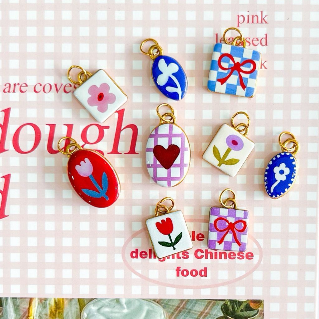 Stainless steel charm love/heart/sky/ribbon/duck/bird/flower/envelope/tomato/egg/cartoon whimsy thick pendant