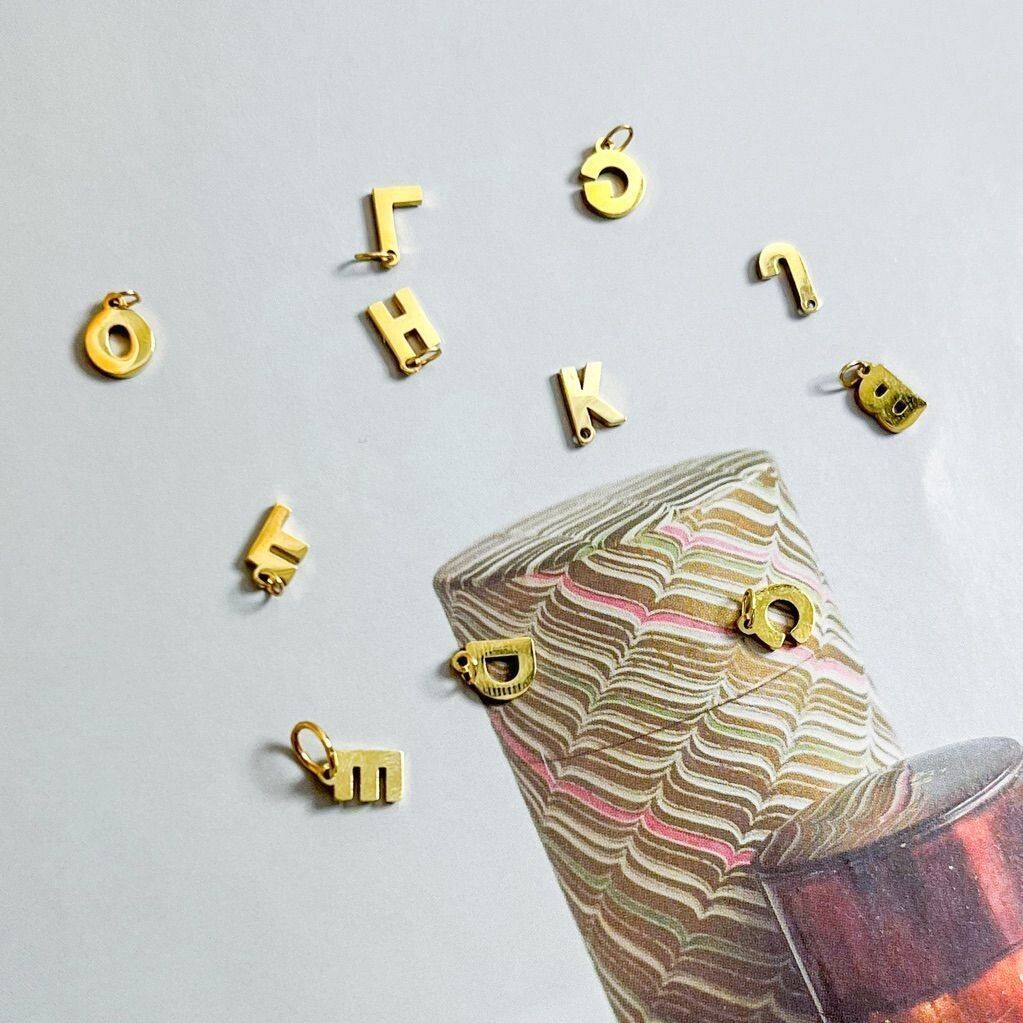 Stainless steel pendant 1 pc/ letters initials numbers sparkle alphabet diy necklace bracelet