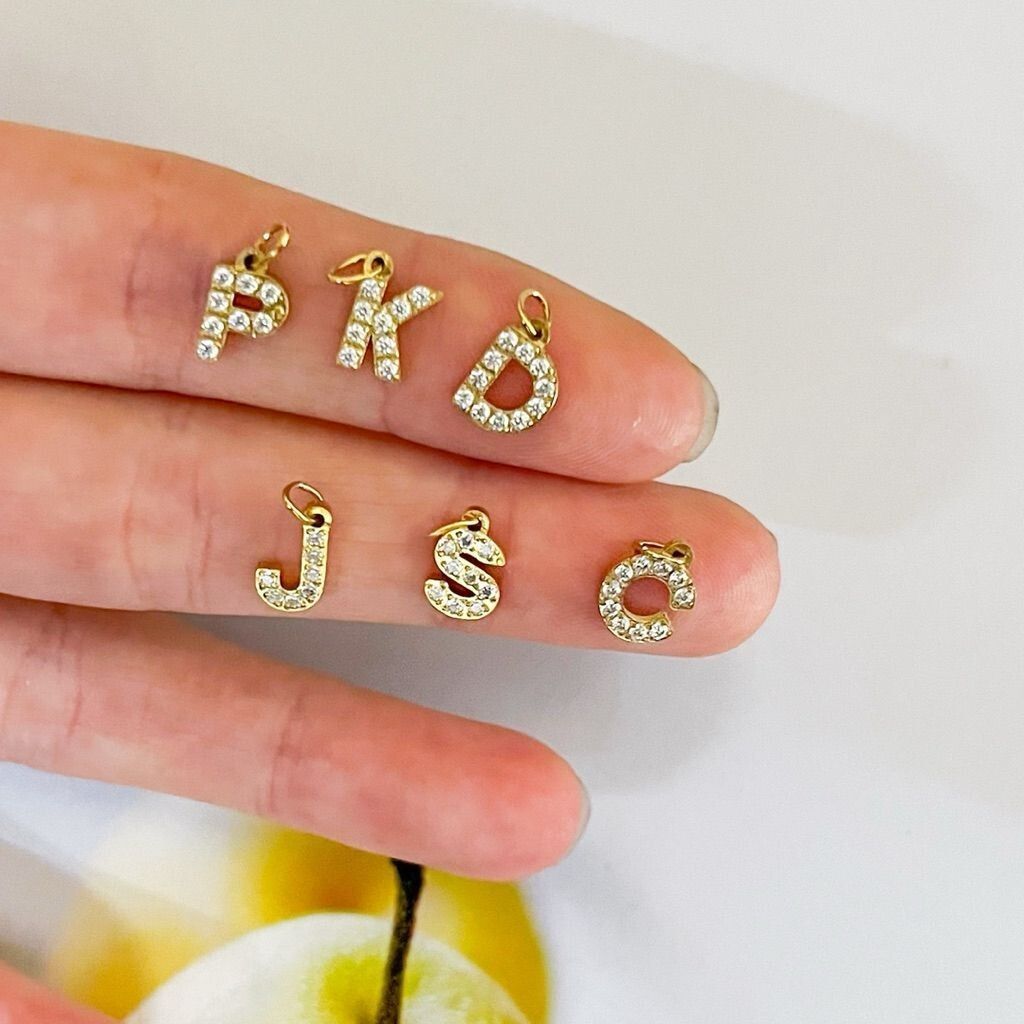 Stainless steel pendant 1 pc/ letters initials numbers sparkle alphabet diy necklace bracelet
