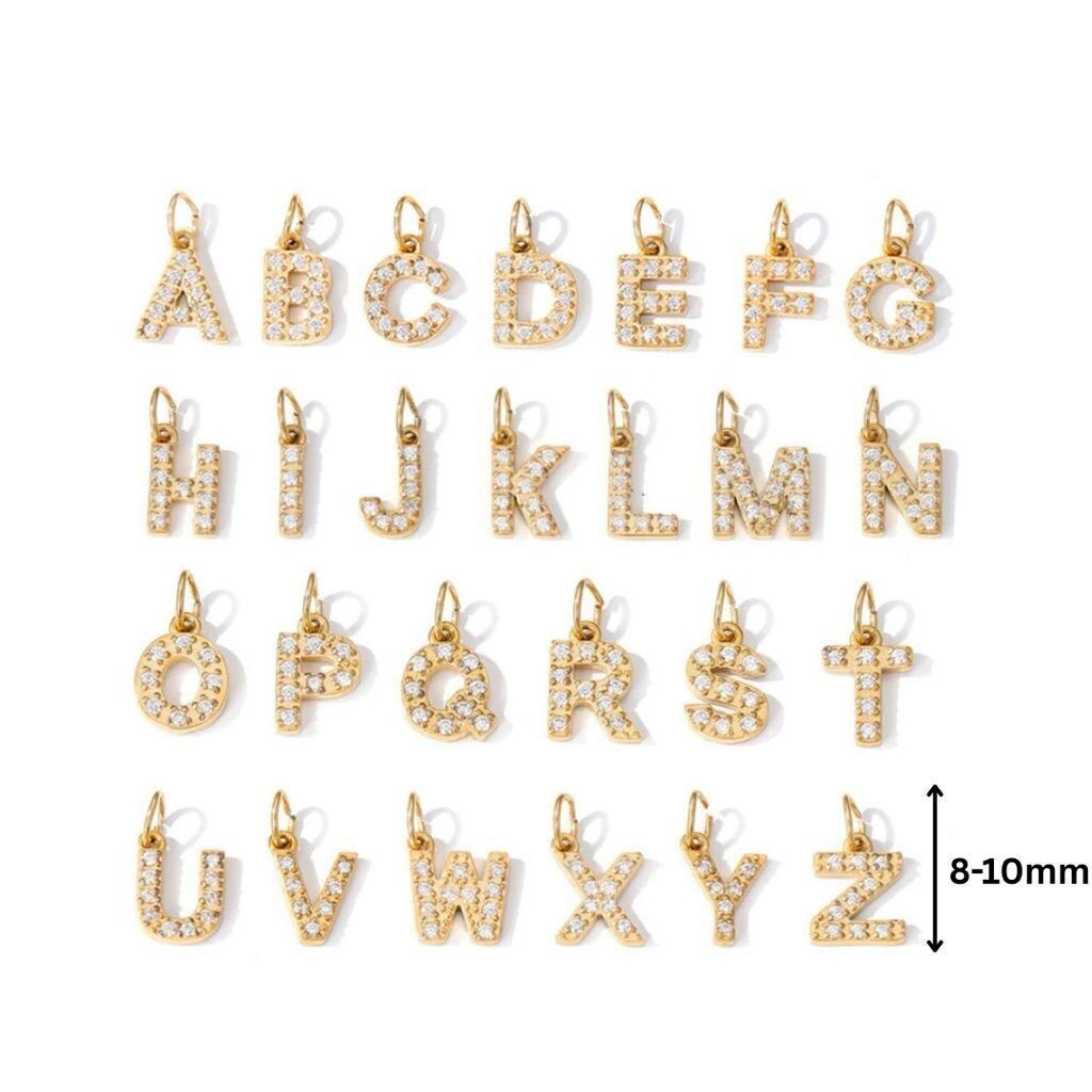 Stainless steel pendant 1 pc/ letters initials numbers sparkle alphabet diy necklace bracelet